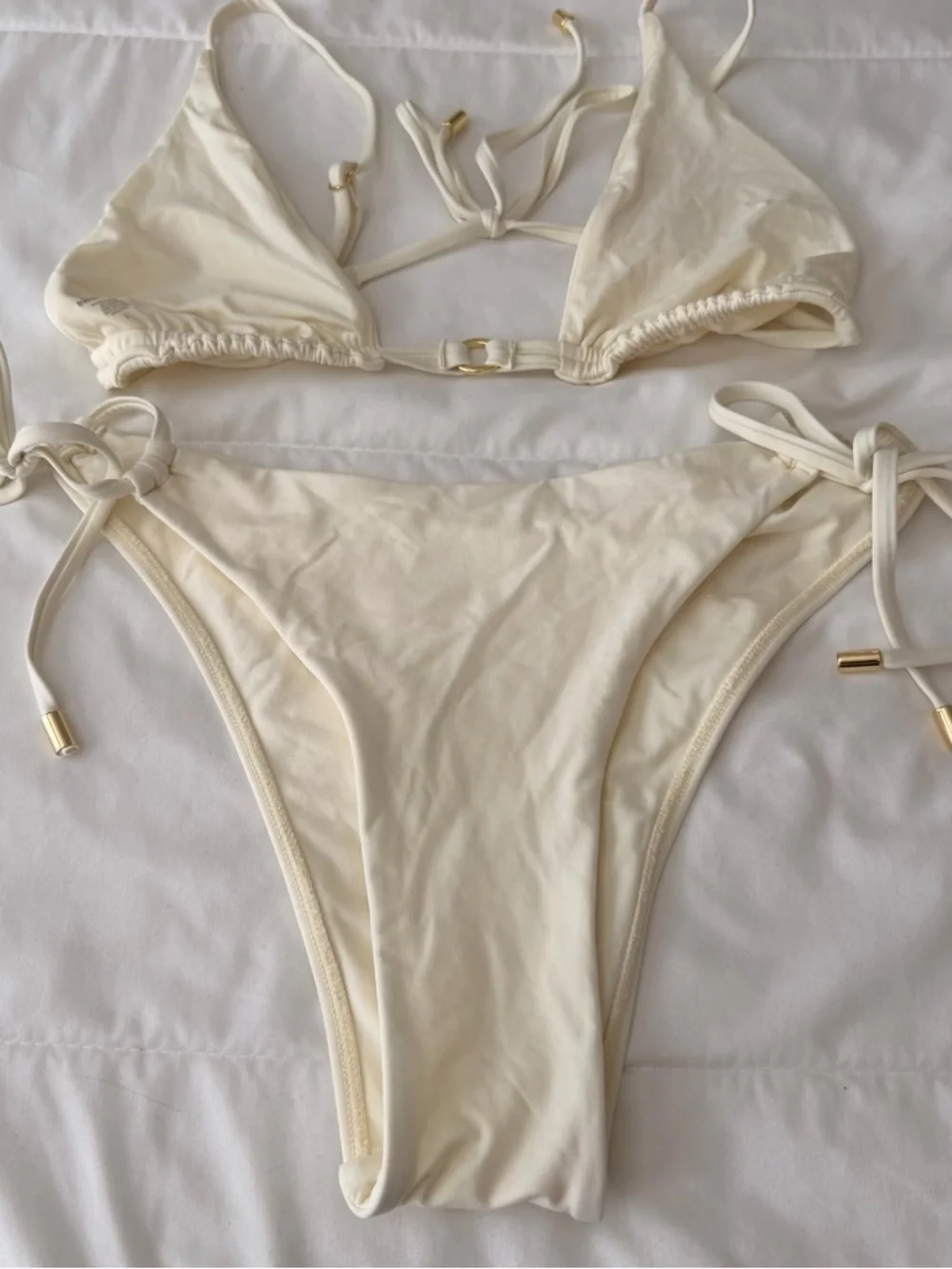 Monday Swimwear Cream Triangle Tie-Side Bikini - Picture 4 of 8